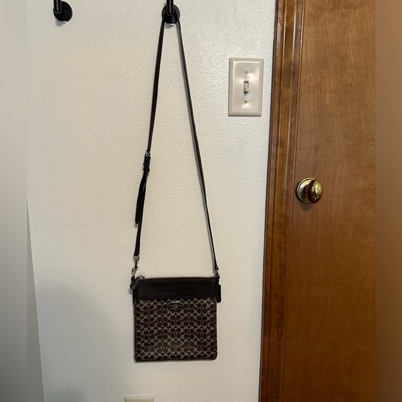 Coach Signature NS Brown Coated Canvas Swingpack Crossbody Bag - Picture 10 of 10